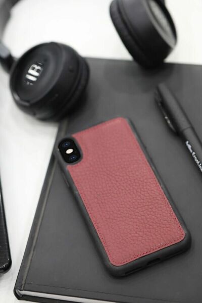 Бордовый кожаный чехол Guard для iPhone X/XS