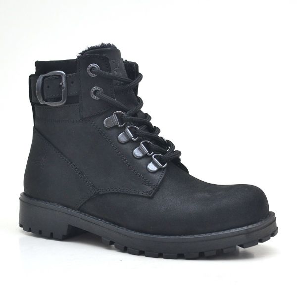 Rakerplus Genuine Leather Black Zippered Children's Boots with Fur