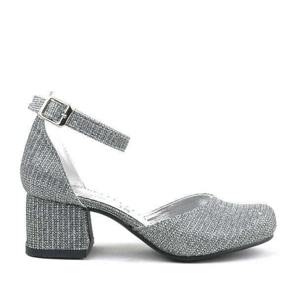 Туфли на толстом каблуке для девочек с блестками Merida Platinum
