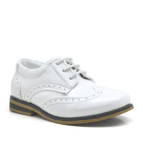 White Patent Leather Laced Classic Baby Boy Shoes