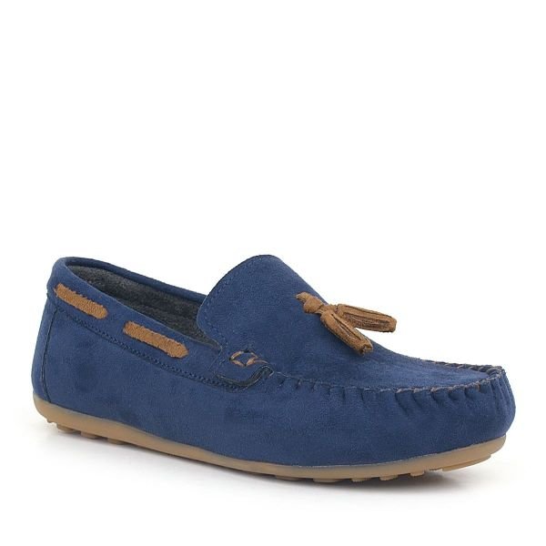 حذاء لوفر للأولاد من جلد الغزال باللون الأزرق الداكن من Rakerplus