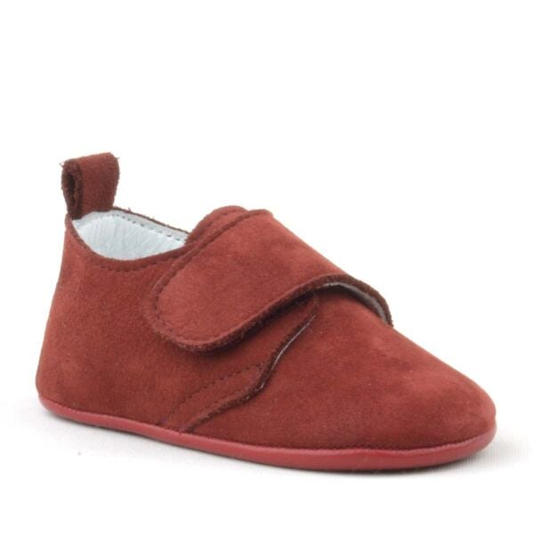 Booba Genuine Leather Claret Red Velcro Baby Booties