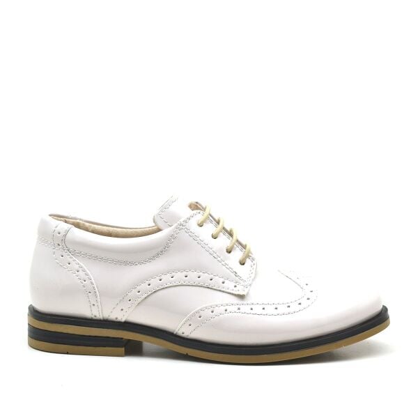 Rakerplus Beige Patent Leather Laced Classic Boys' Shoes