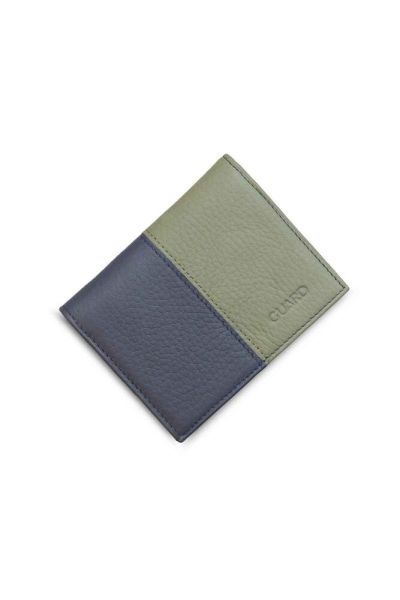 Cerdevan Matte Khaki Green - Navy Blue Leather Men's Wallet