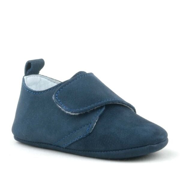 Booba Genuine Leather Navy Blue Velcro Baby Booties