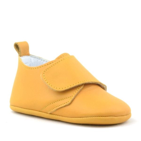 Booba Genuine Leather Yellow Velcro Baby Booties