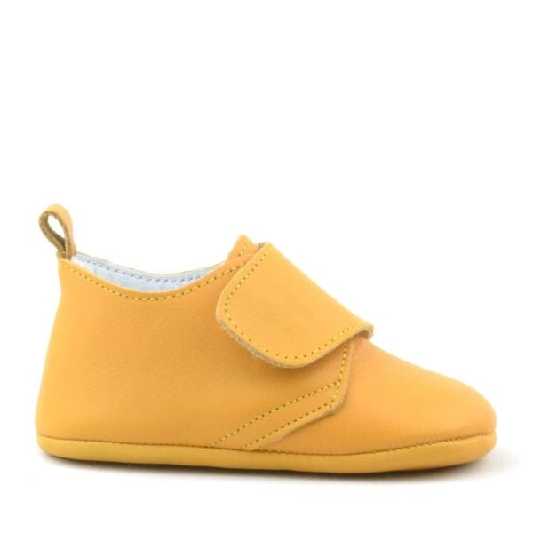 Booba Genuine Leather Yellow Velcro Baby Booties