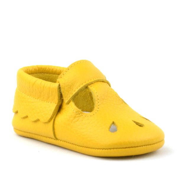 Bubbles Genuine Leather Yellow Elastic Baby Booties