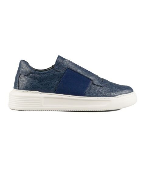 حذاء رياضي (حذاء رياضي) من الجلد الطبيعي باللون الأزرق الداكن للرجال من Versys