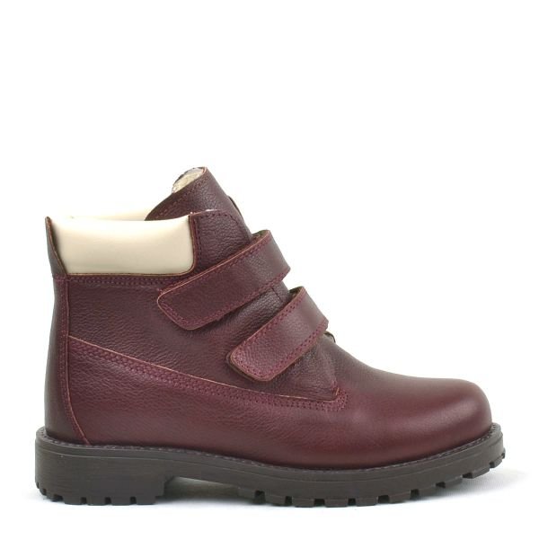 حذاء Rakerplus Neson من الجلد الطبيعي باللون الأحمر الداكن للأطفال