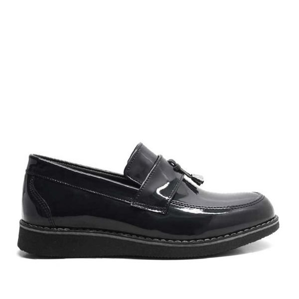 Rakerplus Black Patent Leather Loafer Classic Shoes mêran