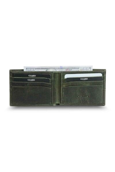 محفظة رجالية من الجلد الكلاسيكي النحيف باللون الأخضر من Guard