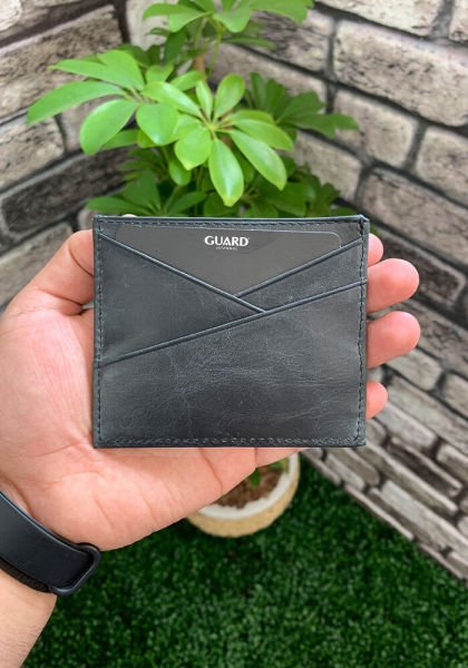 Garda Antique Black Leather Card Holder
