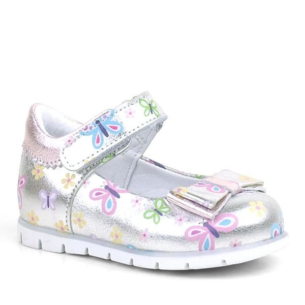 Rakerplus Rastî Çermê Zîv Butterfly Baby Girl Ballet Shoes