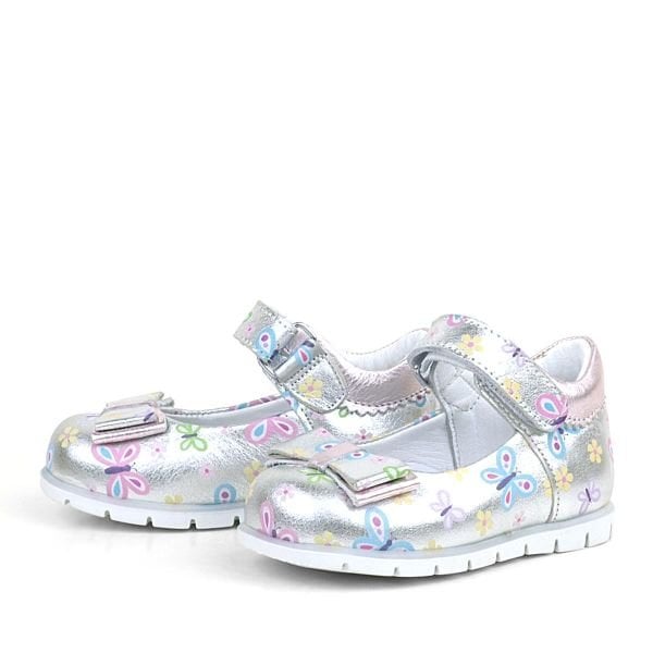 Rakerplus Rastî Çermê Zîv Butterfly Baby Girl Ballet Shoes