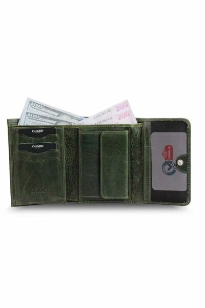 محفظة نسائية باللون الأخضر المجنون مع حجرة احتياطية للعملات المعدنية