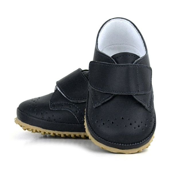 Hakiki Deri Siyah Cırtlı Bebek Patik Ayakkabı