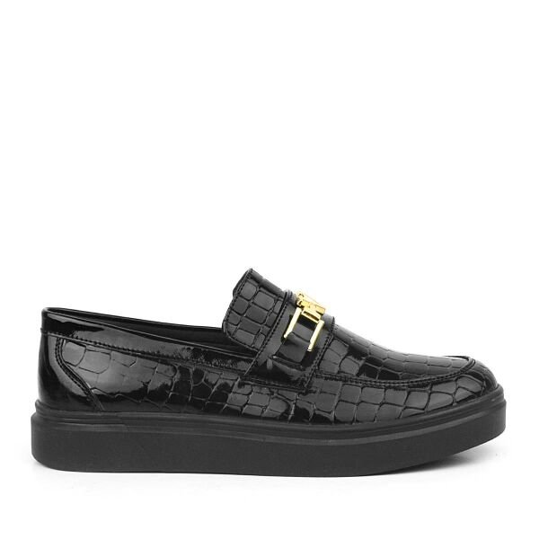 حذاء كلاسيكي للأطفال من Rakerplus مصنوع من الجلد الأسود اللامع
