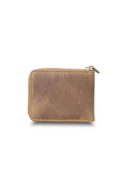Guard Antique Tan Zippered Horizontal Mini Leather Wallet
