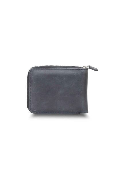 Guard Antique Black Zippered Horizontal Mini Leather Wallet