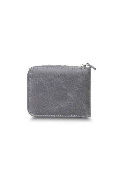 Guard Antique Grey Zippered Horizontal Mini Leather Wallet