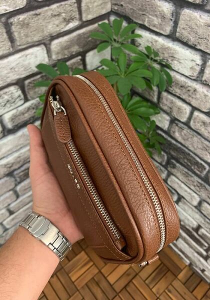 Guard Tan Genuine Leather Encrypted Handbag