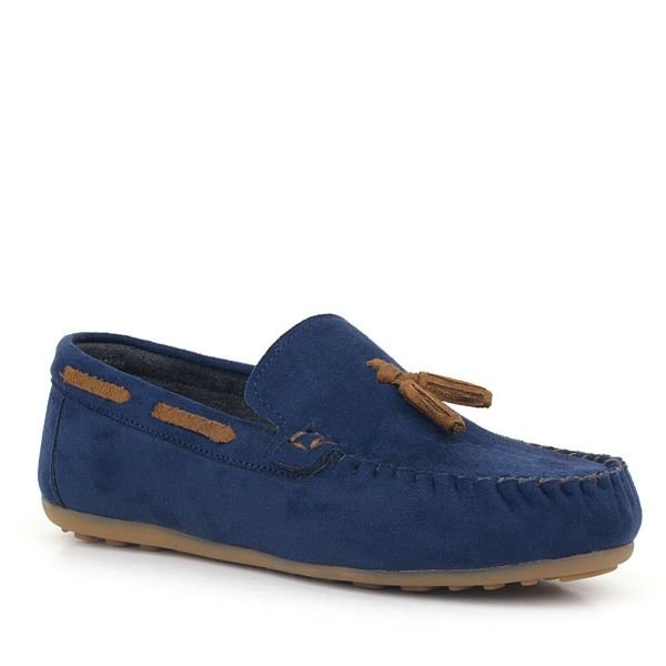 Rakerplus Navy Blue Tan Suede Men's Classic Loafer Shoes