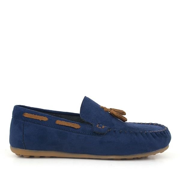 Rakerplus Navy Blue Tan Suede Men's Classic Loafer Shoes