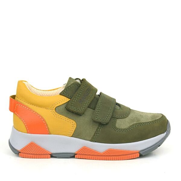 Детские кроссовки Rakerplus из натуральной кожи цвета хаки, оранжевого и желтого цвета, спортивная обувь