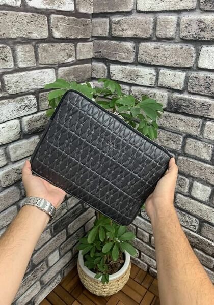 Guard Embroidery Patterned Anthracite Clutch Bag