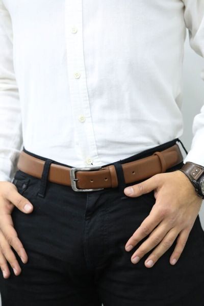 Guard Tan Classic Leather Men's Belt - 3.5 Cm