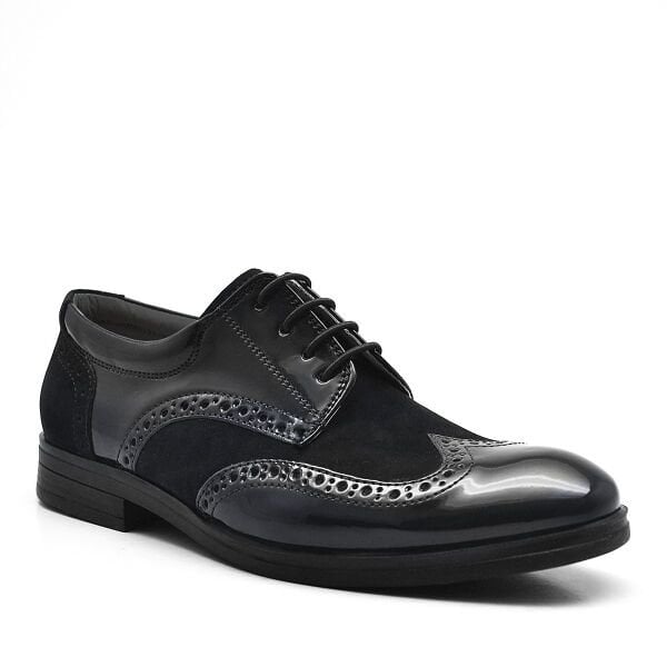 Rakerplus Titan Black Patent Leather Suede Classic Boys ' Shoes