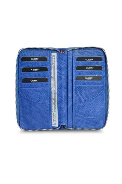 Garda Blue Sack Print Zippered Portfolio Wallet