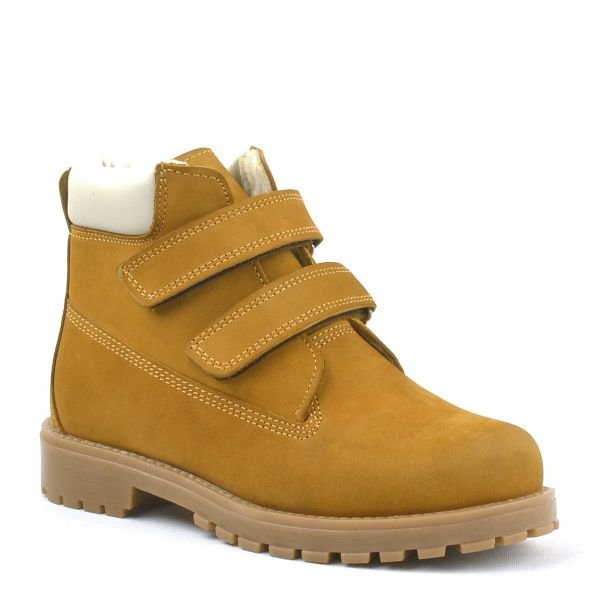 Rakerplus Neson Genuine Leather Mustard Yellow Velcro Kids Boots