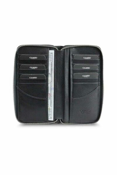 Черный кошелек-портфель на молнии с соломенным принтом Guard