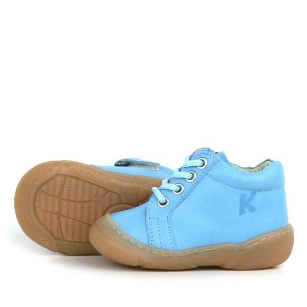 حذاء قارب للأطفال باللون الأزرق من الجلد الطبيعي الناعم التشريحي بسحّاب