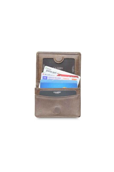 Защитный магнитный маленький размер антикварный коричневый кожаный держатель для карт/держатель для визитных карточек