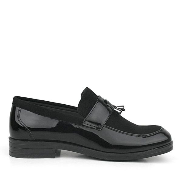 Rakerplus حذاء كلاسيكي من الجلد الأسود اللامع للأولاد