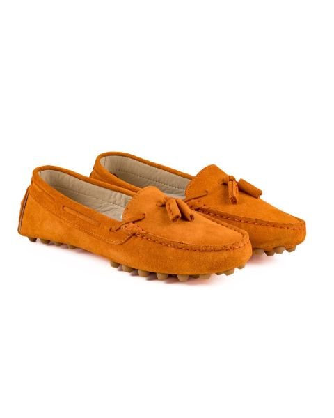 حذاء Lasos نسائي برتقالي من الجلد السويدي الأصلي