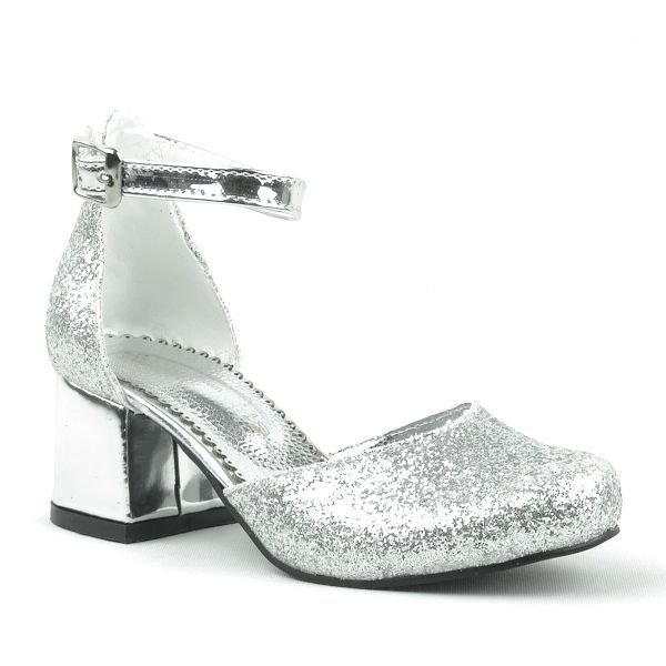 Merida Gümüş Kalın Topuklu Kız Çocuk Topuklu Ayakkabı