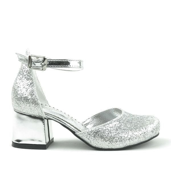 Merida Silver Thick Heeled Girls' Heeled Shoes