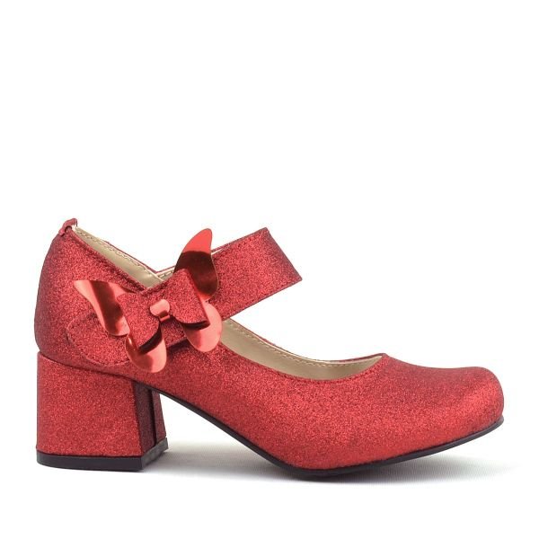 Красные туфли на каблуке Winx с блестящими бабочками для девочек