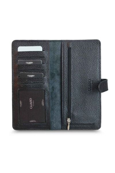 Guard Black Leather Phone Wallet with Card and Money Slots
