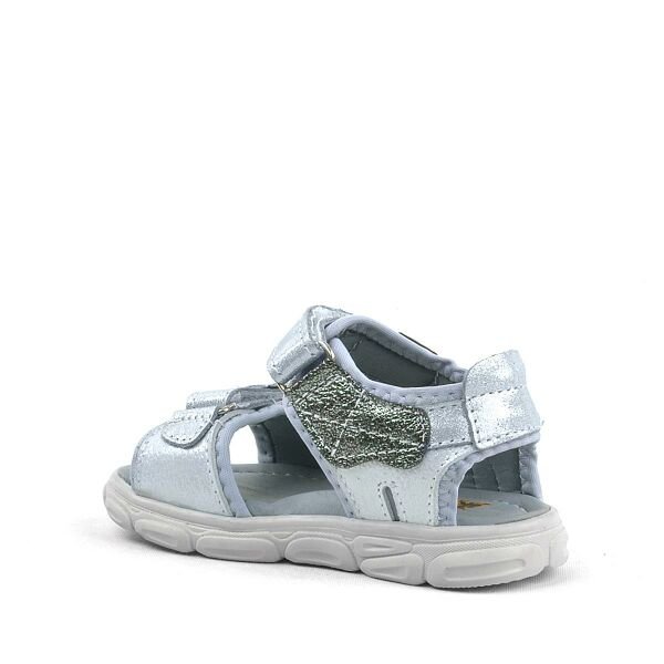 Rakerplus Orjînal Çermê Zîv Grey Shiny Kids Sandals