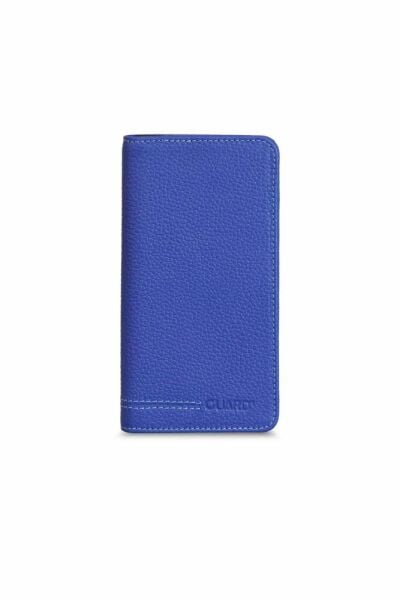 Синий черный кожаный кошелек-портфель с входом для защитного телефона