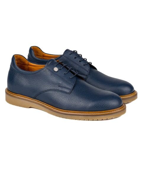 Dara Navy Blue Genuine Floater Leather Casual Shoes mêran