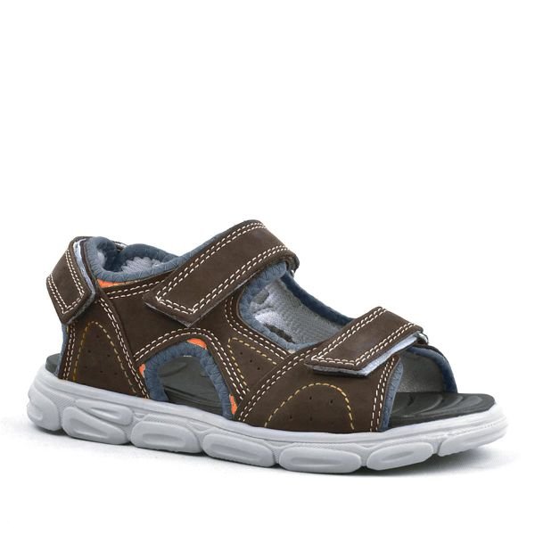 Rakerplus Hakiki Deri Kahverengi Cırtlı Çocuk Sandalet Ayakkabı