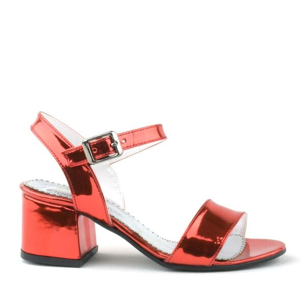 Вечерние модельные туфли для девочек на толстом каблуке с зеркальным эффектом пони-красного цвета