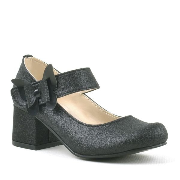 Черные туфли на каблуке Winx с блестящими бабочками для девочек