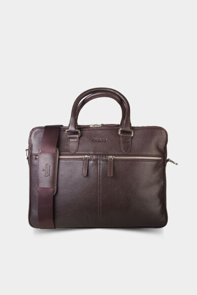 Guard 3 Compartment Brown Leather Briefcase